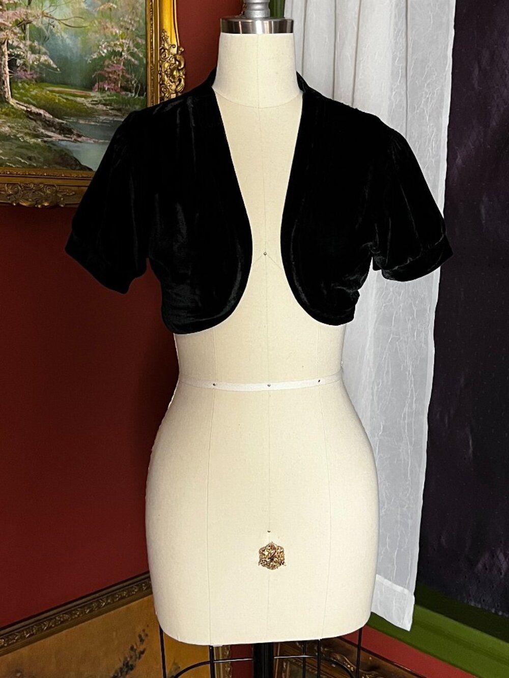 Rich Black Velvet & Lace Shrug